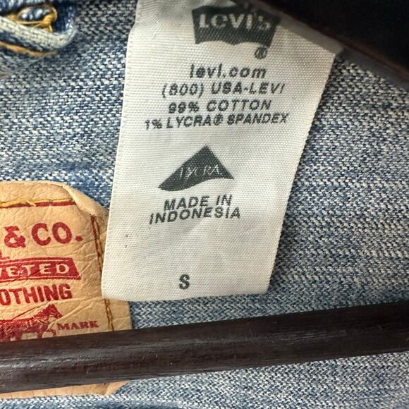 Levi Strauss & Co. Denim Jacket Womens Small Medium Blue Stretch Y2K Classiccore - Picture 6 of 8